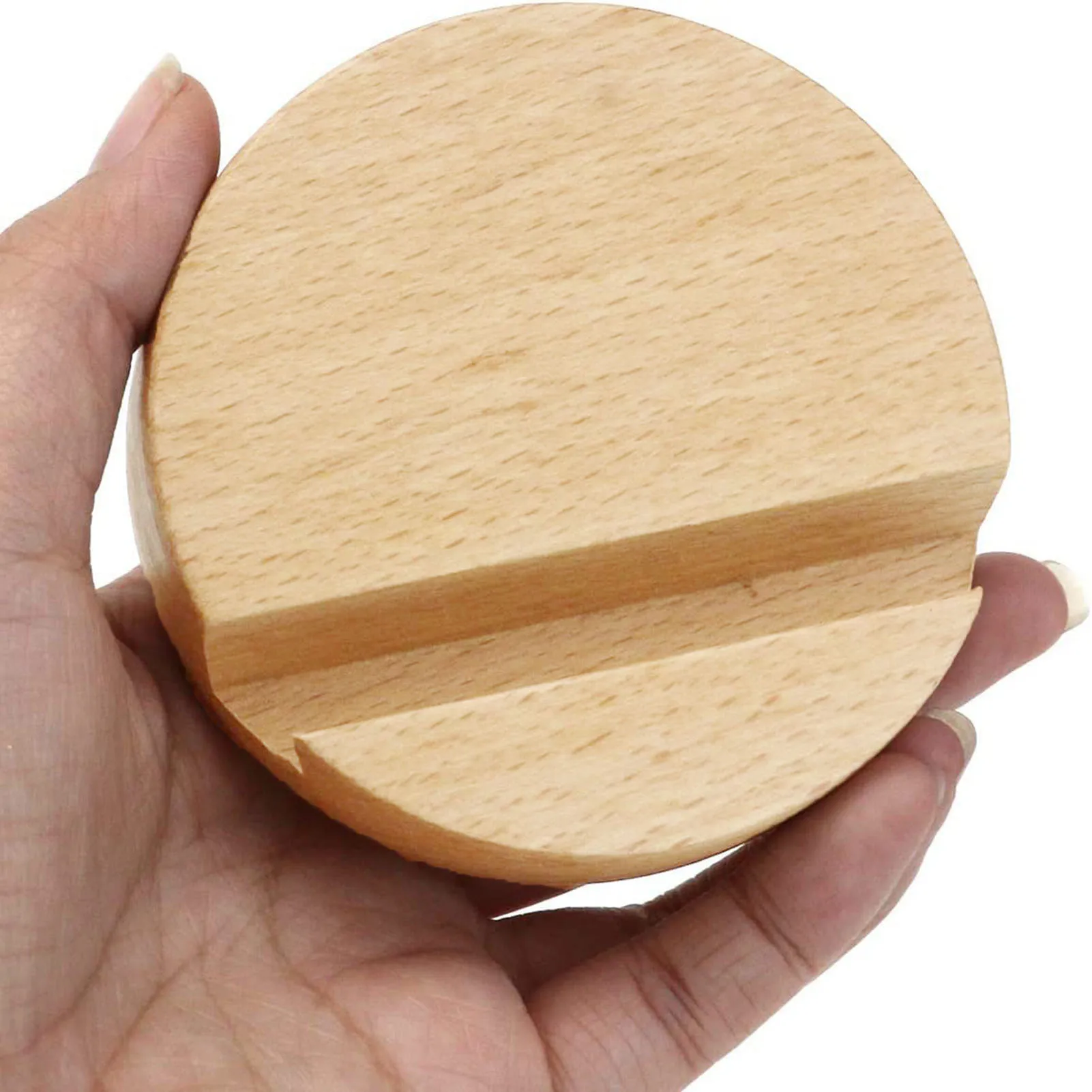 Round/Square Wood Phone Holder Smooth Finish Beech Wood Phone Holder for Desk Nightstand Home Office