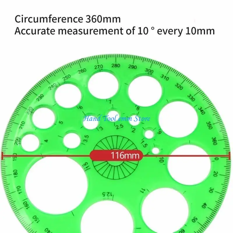 H37F 5 Pcs 360 Degree Circle Protractor Circle Stencils Mathematics Protractor Circle Template Ruler