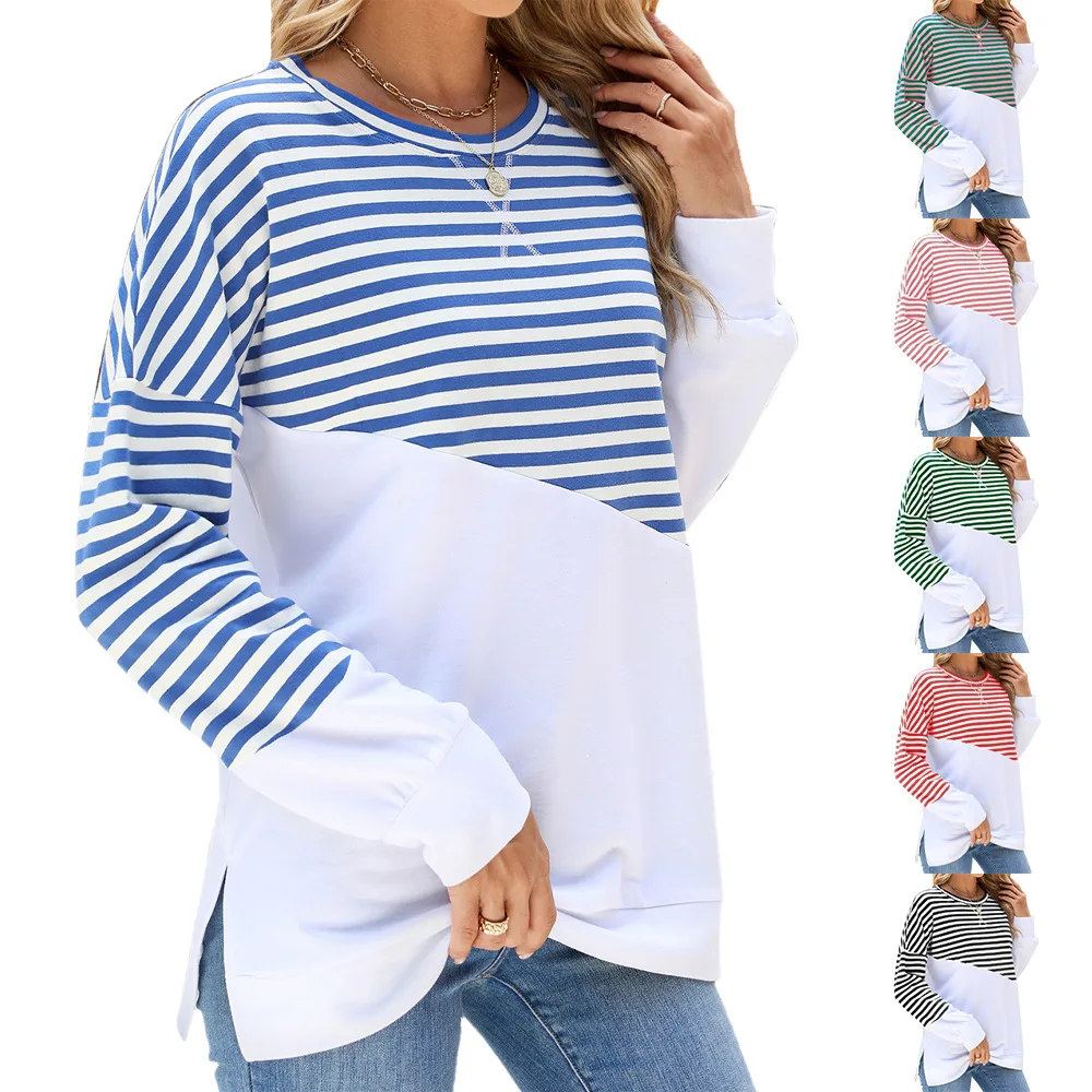 Ropa De Mujer Women Clothing Ropas De Mujeres Stripe Pullover Sweatshirt Ropa Invierno Collag Para Mujer Bluza Damska Clothes