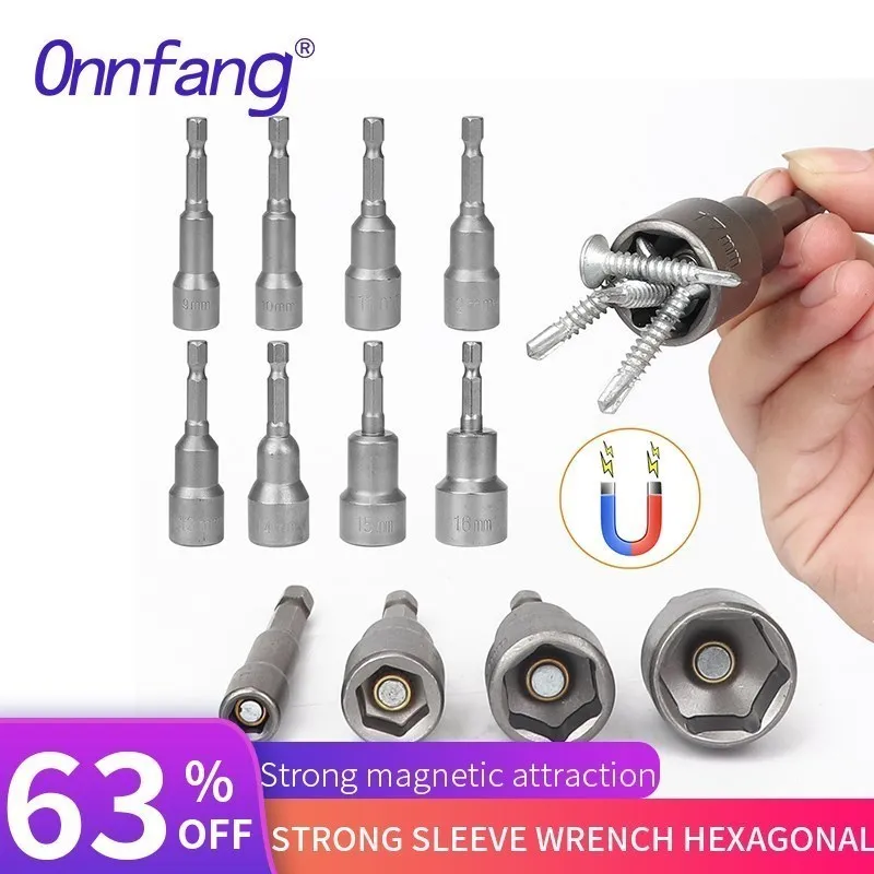 Sleeve Nozzles Strong Magnetic Nut driver Set Drill Bit  1/4” Hex Socket Adapter Bolt Drivers Repairing Tool Kit