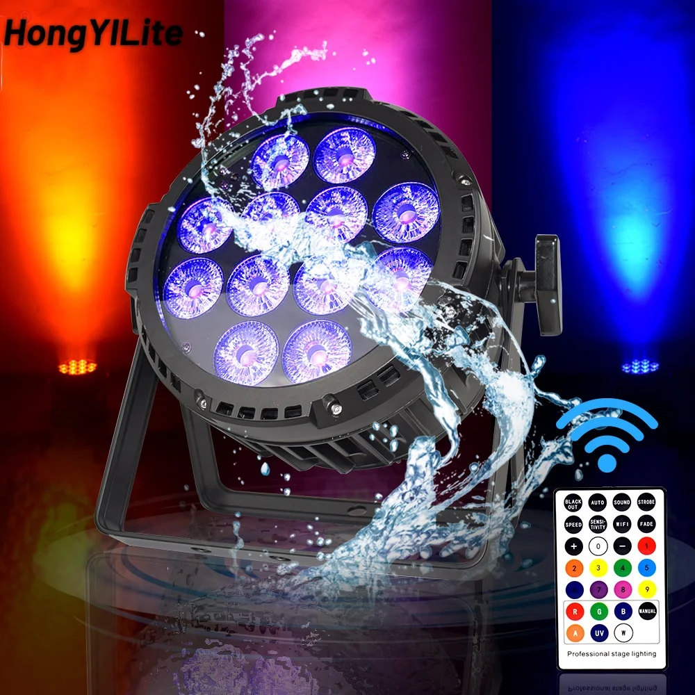 

HongYiLite Flat Par Light 18x12 Вт RGBW 4IN1 IP65 Водонепроницаемый Uplighting Outdoor Wash DMX512 Звук Активный для свадебной церковной вечеринки