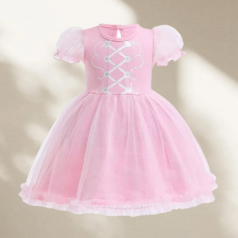 

Princess Style Pary Dress Baby Girl Puff Sleeve Halloween Costume Kids Birthday Ball Gown Christmas Carnival Clothing C1503