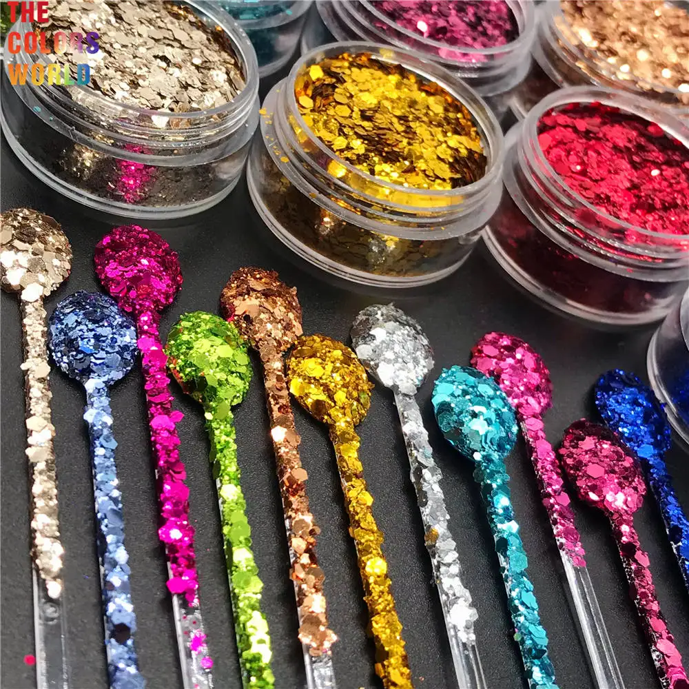 

TCT-193 Hexagon Shape Chunky Metallic Luster Color Nails Glitter Nail Art DIY Decoration Body Art Makeup FacePainting Manual DIY