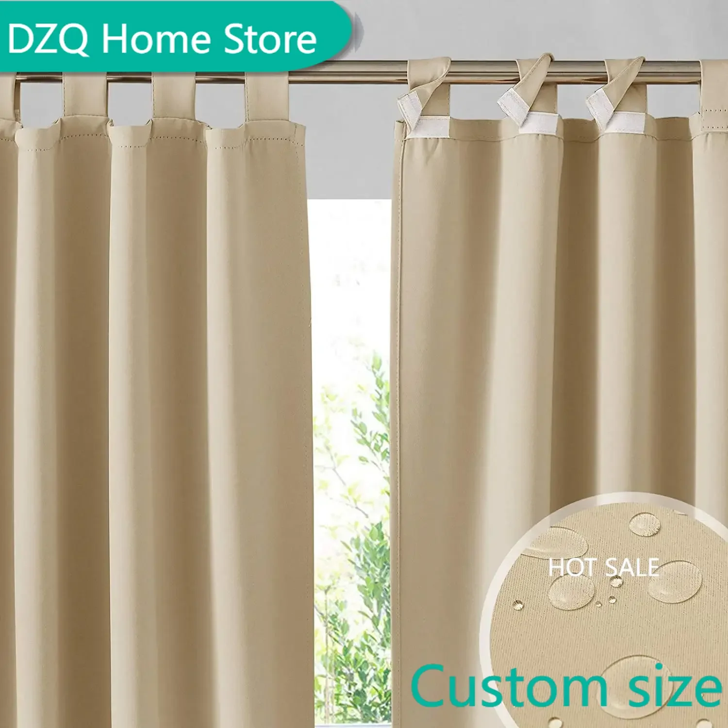 

Detachable Top Drape, Waterproof Outdoor Blackout Curtains, Patio Porch Pergola, Cabana Sun Room Deck