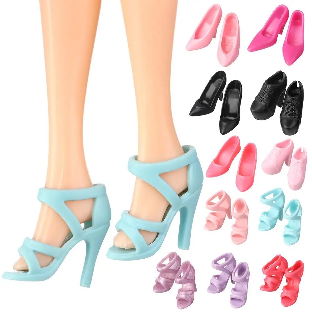 21 Styles Colorful Plastic Doll Shoes Fashion Female Foot Length 2.2cm High Heels Shoes 1/6 Dolls Boot Sneakers Doll Accessories