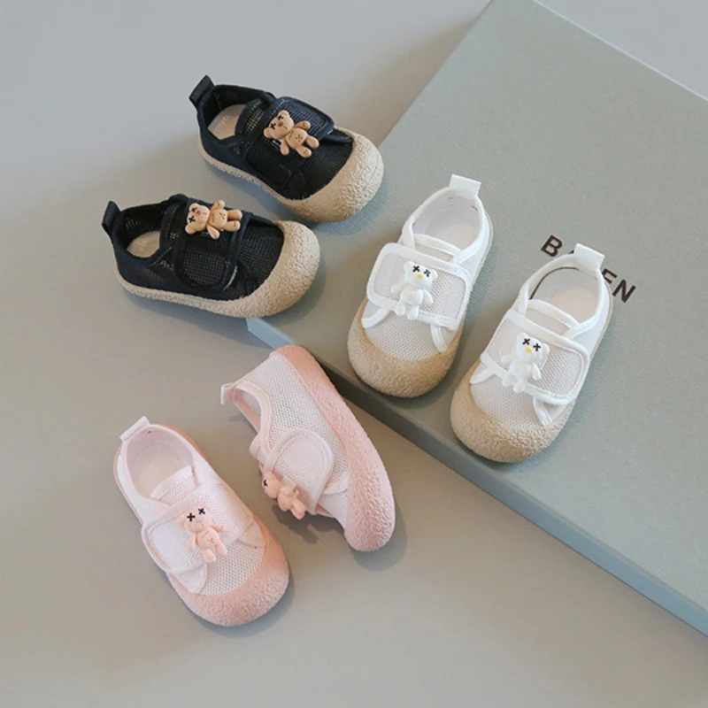 Summer Children Casual Shoes Infant Baby Girls Boys Breathable Hollow Out First Walkers Cute Bear Non-Slip Prewalkers