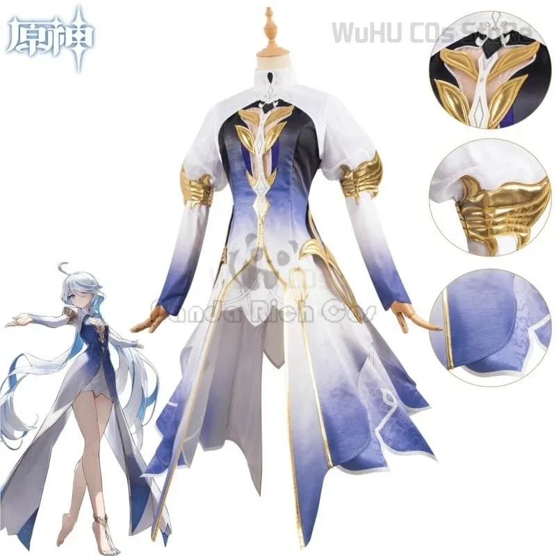 Focalors disfraz juego Genshin Impact Fontaine Dios de la justicia Furina peluca Cosplay conjunto completo mujeres trajes de Halloween; 3, k8't,