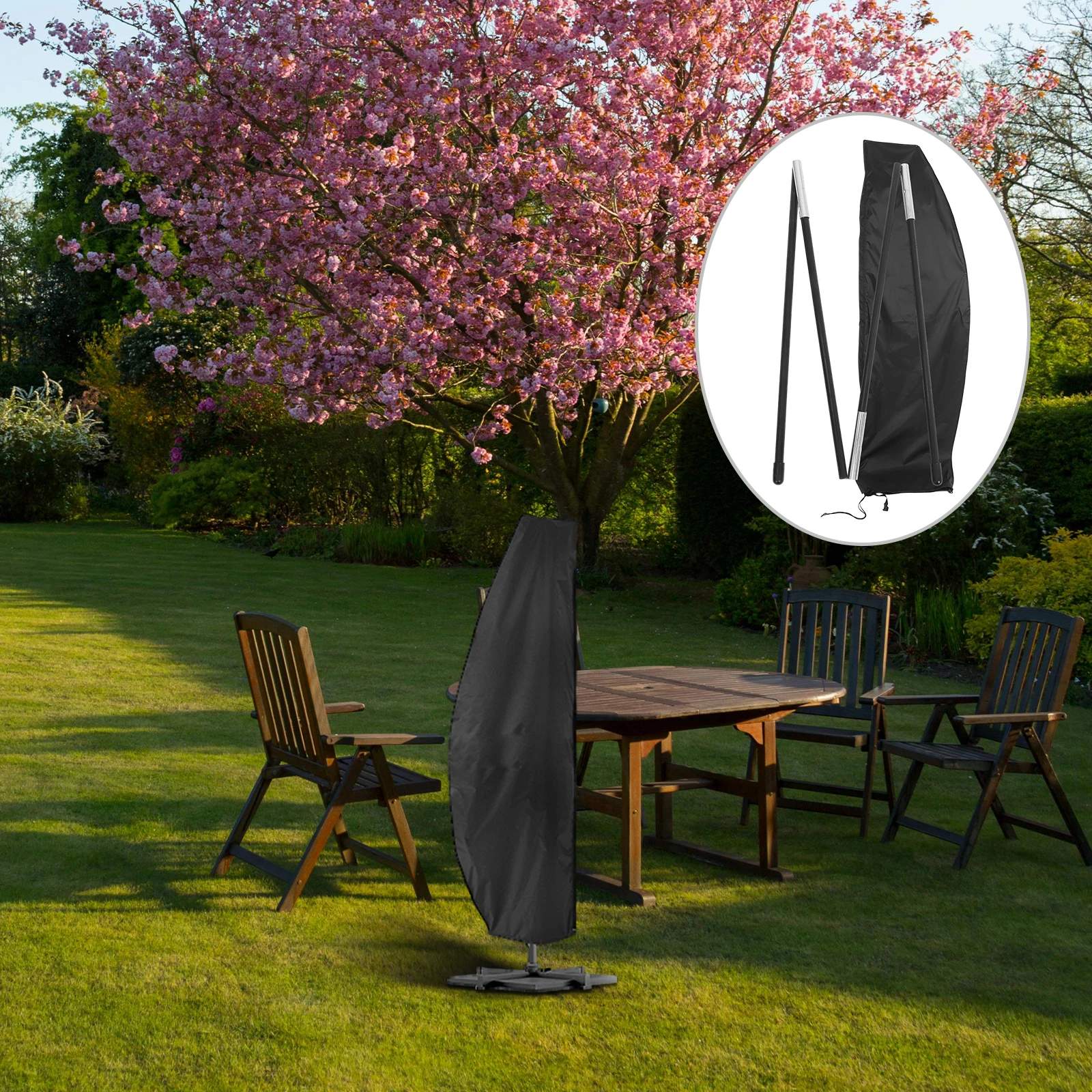 

Waterproof Umbrella Cover For Outdoor Garden Parasol Sun Protection Large Cover Uv Resistant Windproof Foldable Design Fits