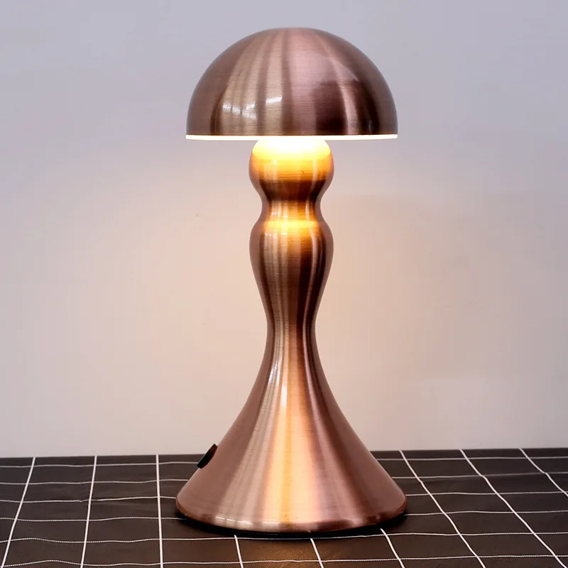 Postmodern Minimalist Metal Mushroom Floor Lights Rechargeable LED Luminaries Bedroom Bedside Hotel Study Atmosphere Table Lamps