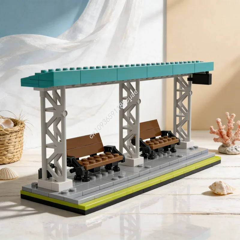 

296 деталей MOC Городские поезда, Трамвайная станция, Модель-конструктор, Развивающая игрушка, Рождественский подарок, Обучающий конструктор для детей