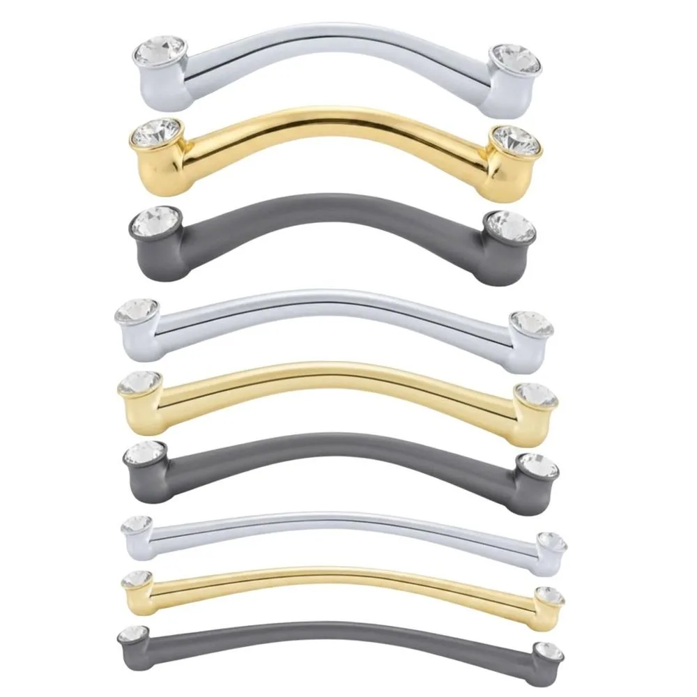 Zinc Alloy Cabinet Handles Crystal Accent Gold Finish Drawer Pulls Light Luxury Style Screws Included Wardrobe Handles