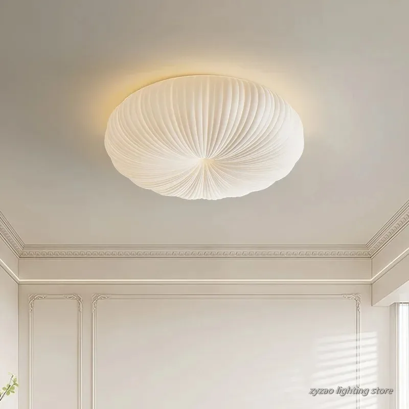 Nordic Round Cream Wind Pumpkin Ceiling Lamps Simple Warm Romantic Children's Room Boys Girls Room Decoration PVC Ceiling Lights