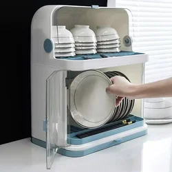 Large Plastic Dustproof Dish Rack Holder European Style Kitchen Drainer Heavy-Duty Durable Drying Rack Plate Organizer