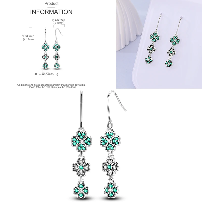 925 Sterling Silber Hängeohrringe Erdbeere Mond Kolibri Kleeblatt Libelle Ozean für Frauen Mädchen Geburtstag Schmuck Geschenk – Detail 11