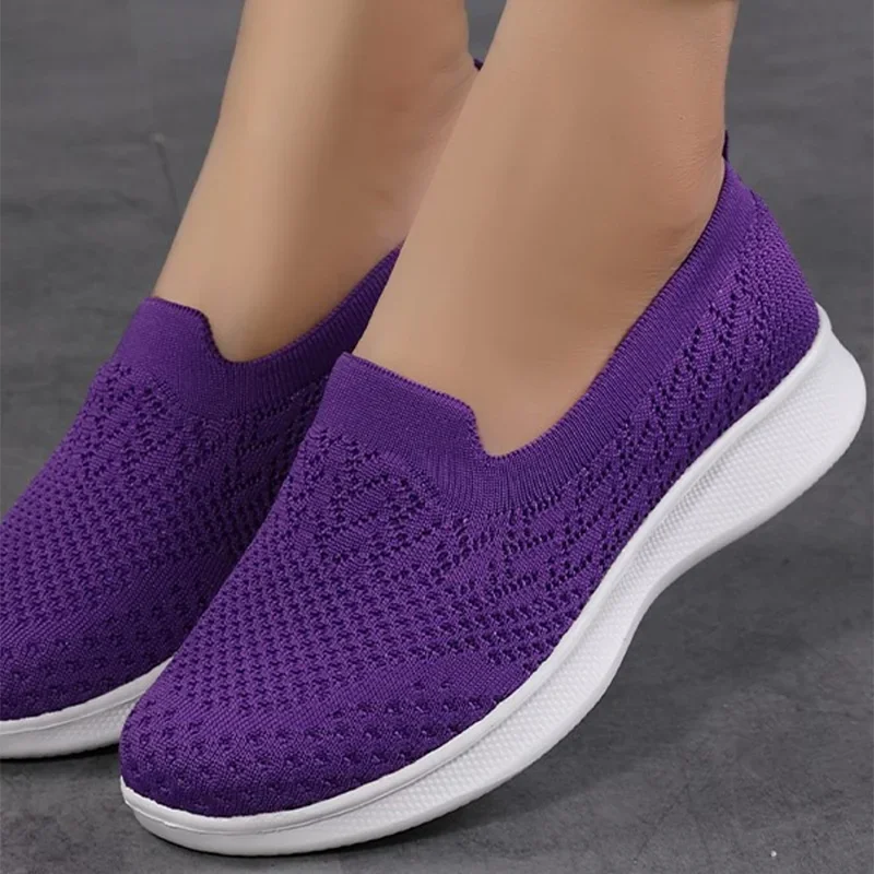 2024 Women Brand Flat Shoes Lightweight Slip On Soft Daily Casual Sneakers Breathable Soft Stretch Sport Shoes Free Shipping