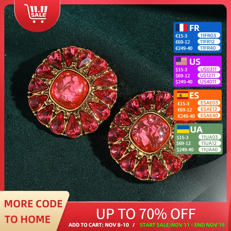 

Vintage Glass Square Pink Crystal Earrings Natural Stone Luxury Jewelry Gold Color Glaze Woman Accesories Wedding Party 2025