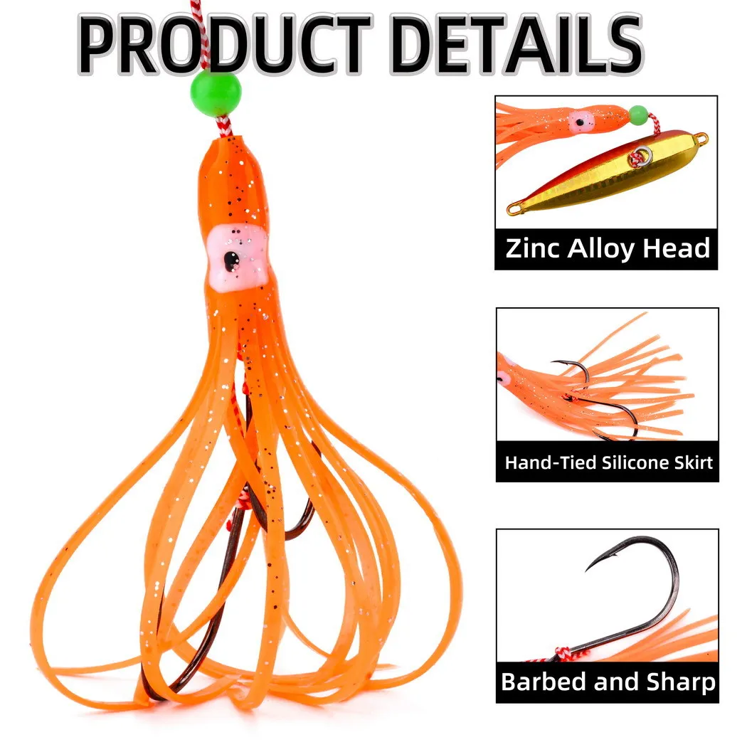 1 Stück 40g-200g Jigging Squid Pesca Inchiku Metall-Jigkopf Leurre Oktopus-Skirt Kingfish Snapper Grouper Slow Bait Angelköder – Detail 3