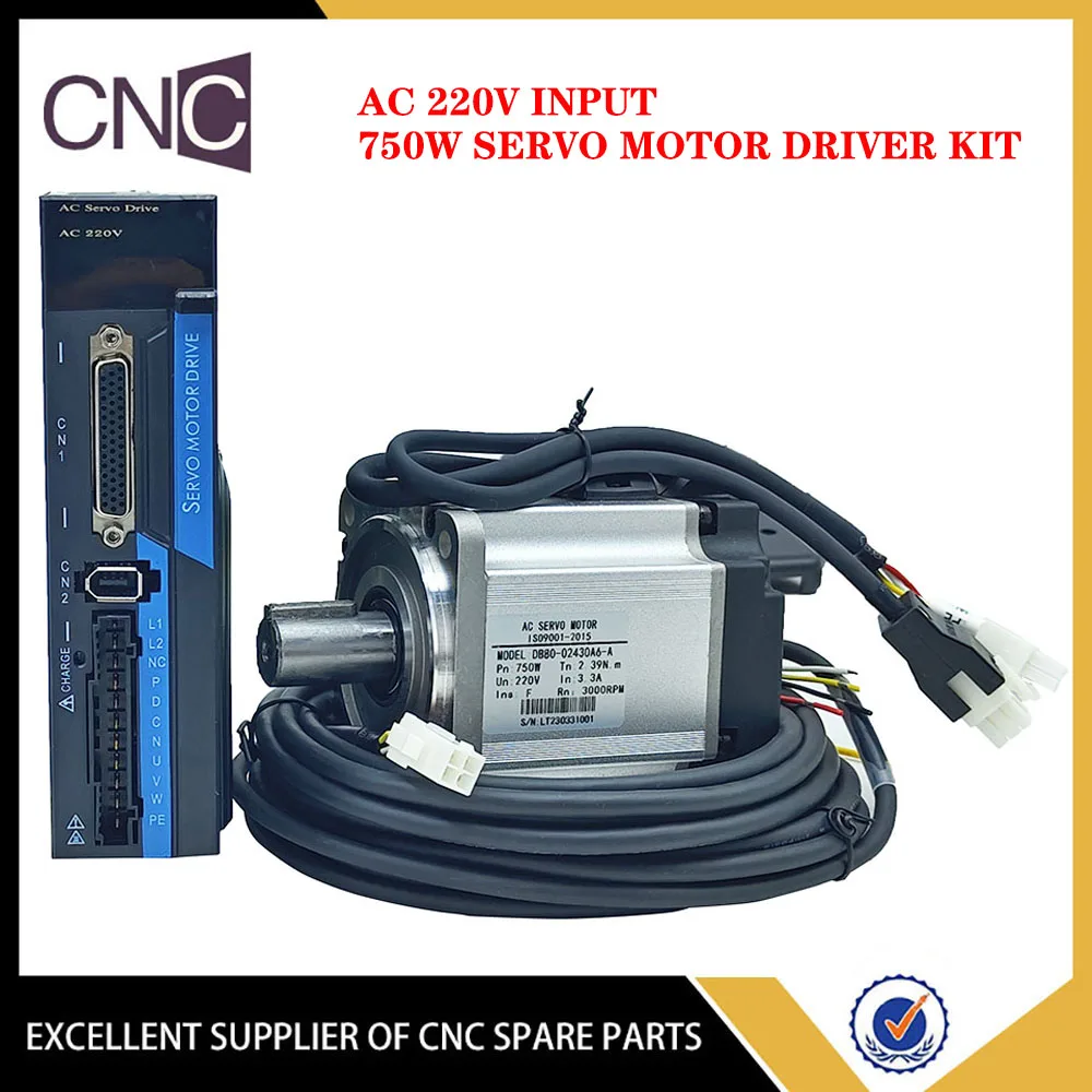 AC 200V Servo Driver Motor Kit 0.1KW/0.2KW/0.4KW/0.6KW/0.75KW 3000RPM Speed Suitable for Engraving Machine CNC Machining Center