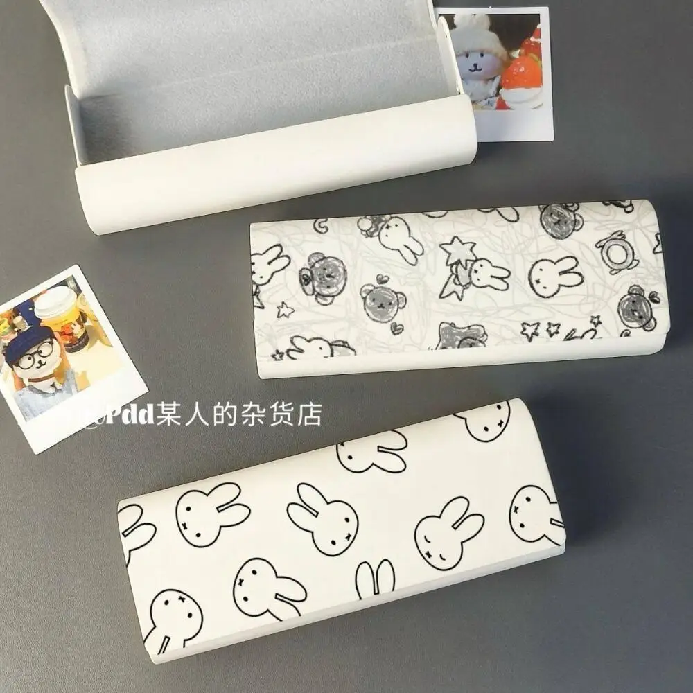 

Doodle Miffy Rabbit, высокий внешний вид, чехол для очков для близорукости, портативный студенческий чехол для очков, коробка для хранения, искусственная магнитная присоска