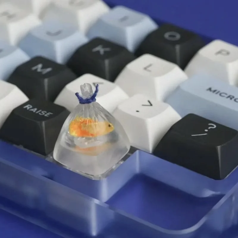 2024 New Small Goldfish Keycap Creative Modeling Three-Dimensional Lovely Keycap Customized Wooting Mechanical Keyboard Cap