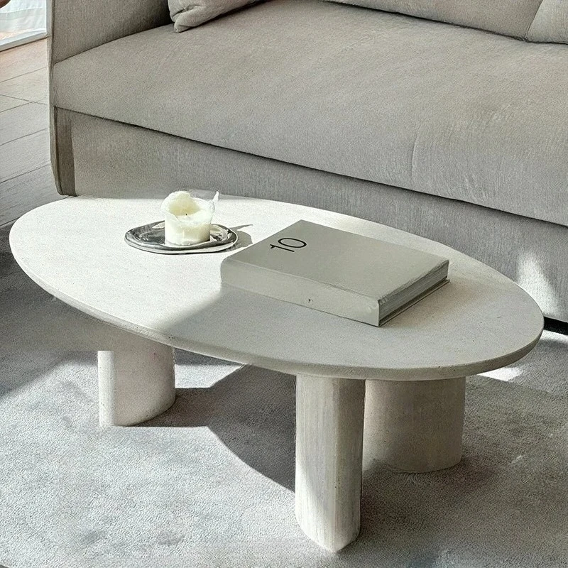 

Imported natural travertine coffee table designer French villa living room coffee table