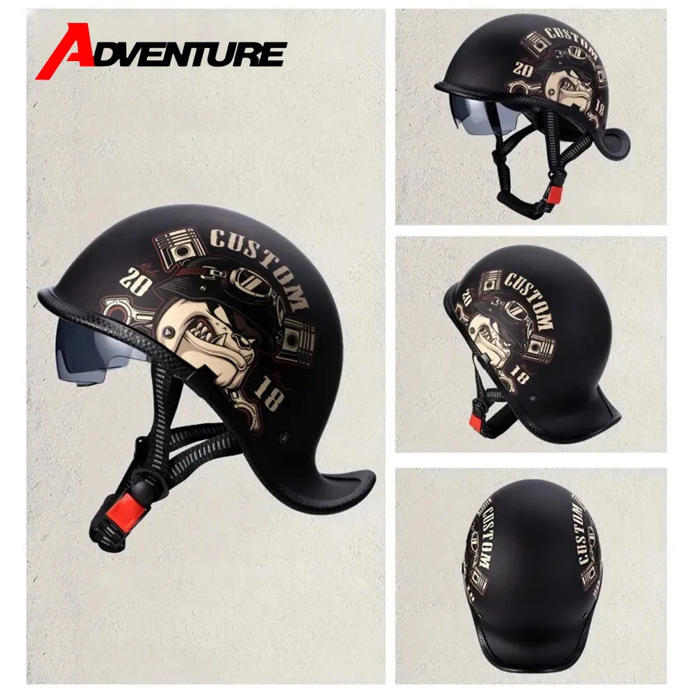 

Motorcycle Helmet Retro Helmet Windshield HD Lens Scooter Bicycle Helmet Men's And Women's Outdoor Riding Protective Helmet