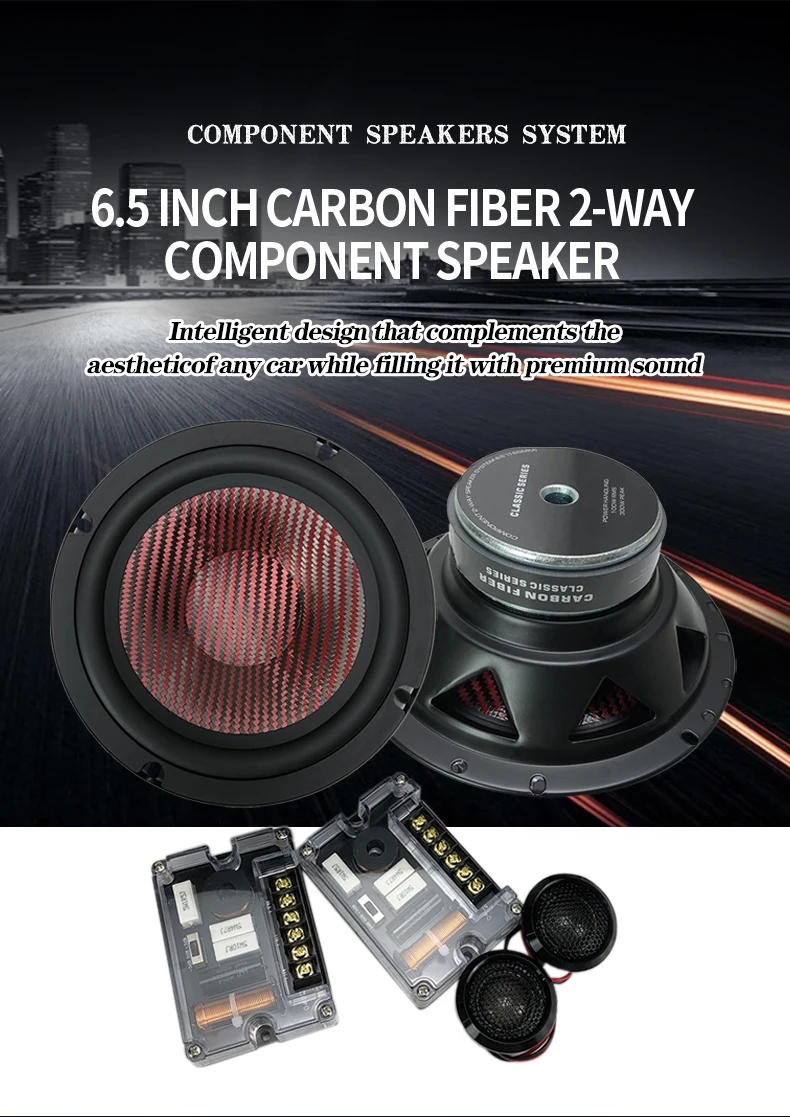 2-Way 80mm-Y35 Ferrite magnet RMS 80W Hifi-level 6.5Inch Carbon Fiber Cone 25-core 95dB Woofer car Audio Component audio Speaker