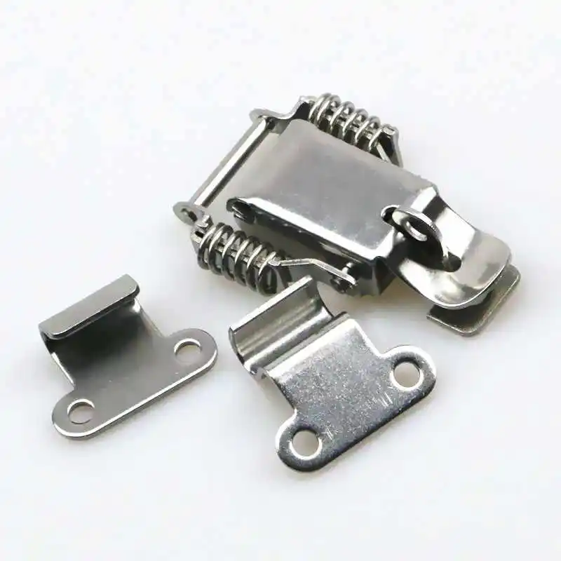 1PCS Industrial Buckle Luggage Accessories 304 Stainless Steel Double Spring Padlock Buckle Wooden Box Buckle Hardware