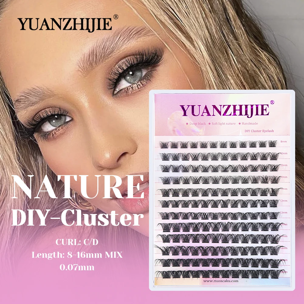 

144 Pcs YUANZHIJIE C D Curl Matte Black Long-lasting DIY Segmented Eyelash Natural Looks Russian Volume Eyelashes Makeup Tools