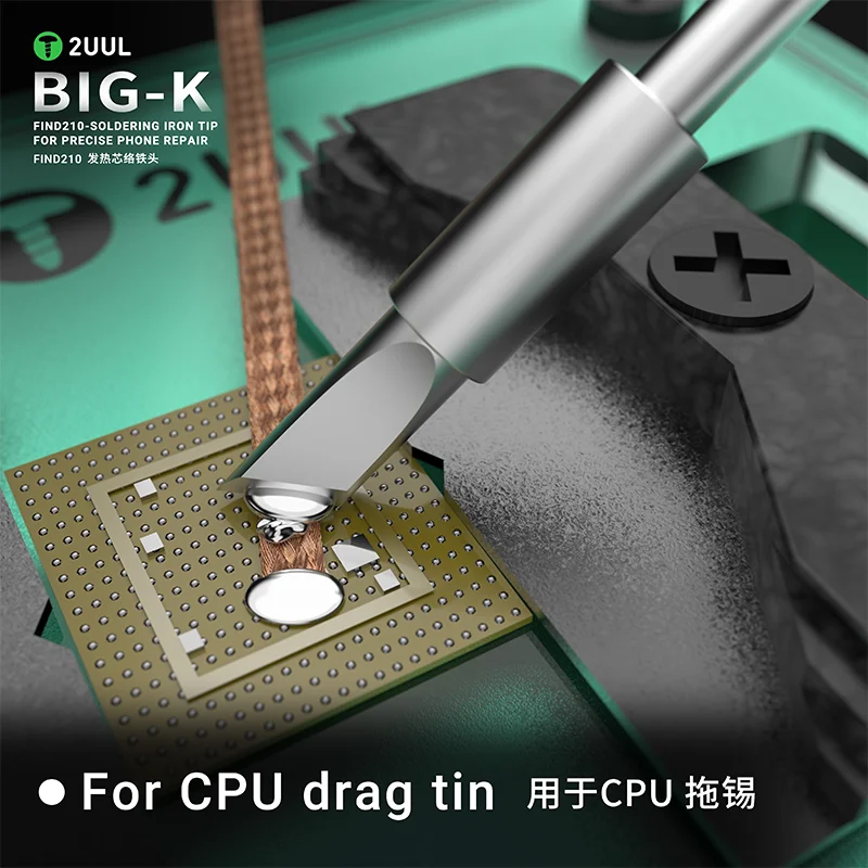 2UUL FD11 FD21 Паяльное жало Big-K, расширенное лезвие 4,0 мм для станции C210, процессор/средний слой, олова, сменное сварочное жало