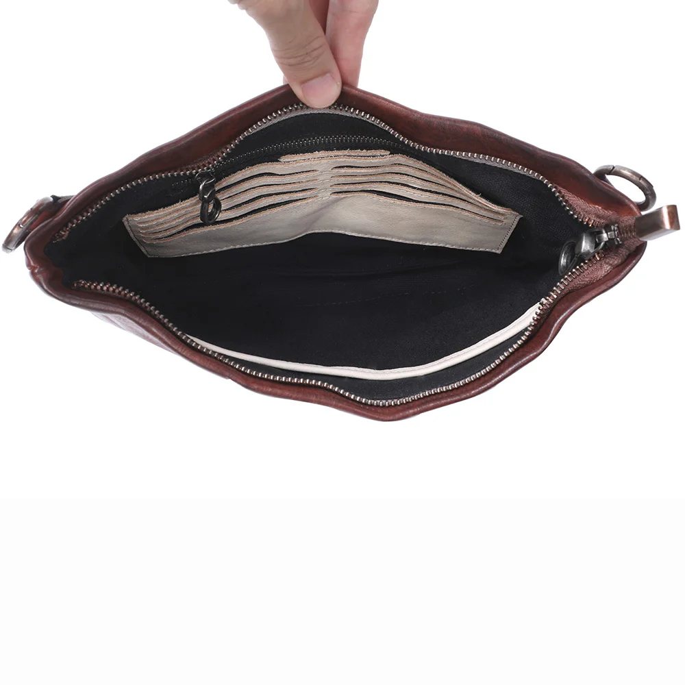 S.WORKER Vintage Echtleder Herren-Clutch-Tasche, Schultertasche, Handgefertigte Mini-Handtasche für Handy & Schlüssel – Detail 20