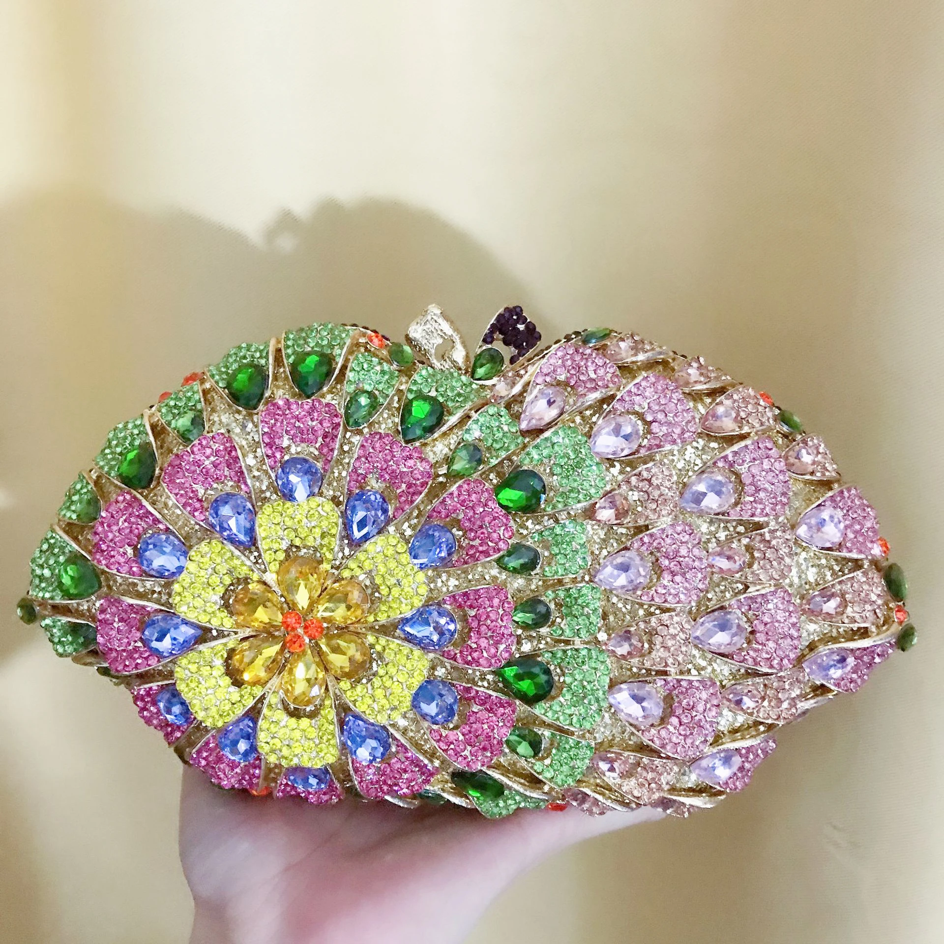 

Rhinestone Evening Purses Large Capacity Women Crystal Wedding Purse Gold/Yellow/Green Diamond Party Clutches Dinner Handbags