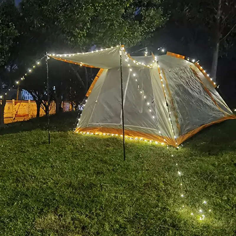 Lampu string LED portabel, lampu String peri Kemah suasana tali luar ruangan untuk tenda