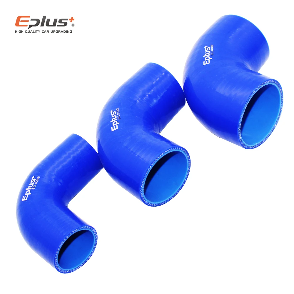 Universal 90 Degrees Silicone Tubing Braided Hose Adapter Car Intercooler Turbo Mechanical Plumbing Connecting Blue Multi Size