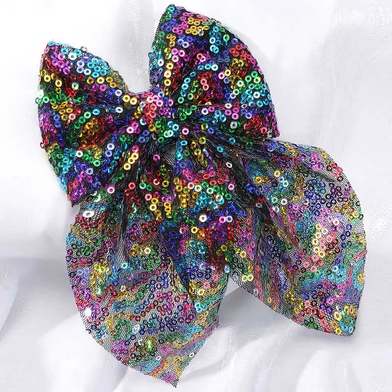 

Glitter Sequin Large Bow Hairpins Fashion Women Hair Bows Clip Handmade Back Head Barrettes Headwear Hair Accessories Gifts