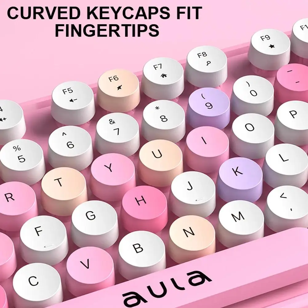 AULA AC306 2.4G Wireless Keyboard Mouse Combo, Retro 104 Keys Ergonomic Keyboard for PC Laptop Desktop Office