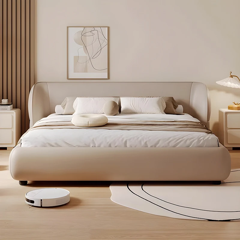 Modern Design Bedroom Furniture Queen Bed Upholstered Leather Storage Revolving Design