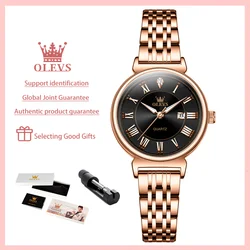 OLEVS Elegant Women's Watches Roman scale Original Exquisite Quartz Watch Calendar Fashion Waterproof Beauty Watch Gift Bracelet