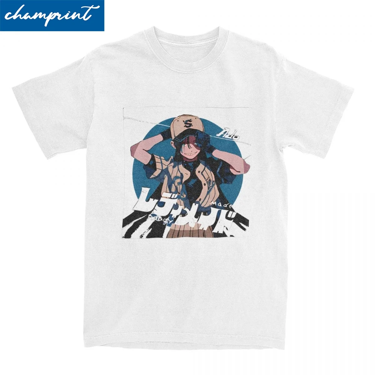 Vintage Ado Readymade T Shirt Men's Cotton Short Sleeve Goth Jrock Anime Round Neck Summer Tops