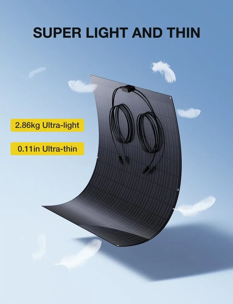 لوحة شمسية مرنة 480 وات (2 × 240 وات) وحدة شمسية أحادية البلورية، طلاء ETFE، للمركبات الترفيهية والقوافل والقارب والسقف، #5