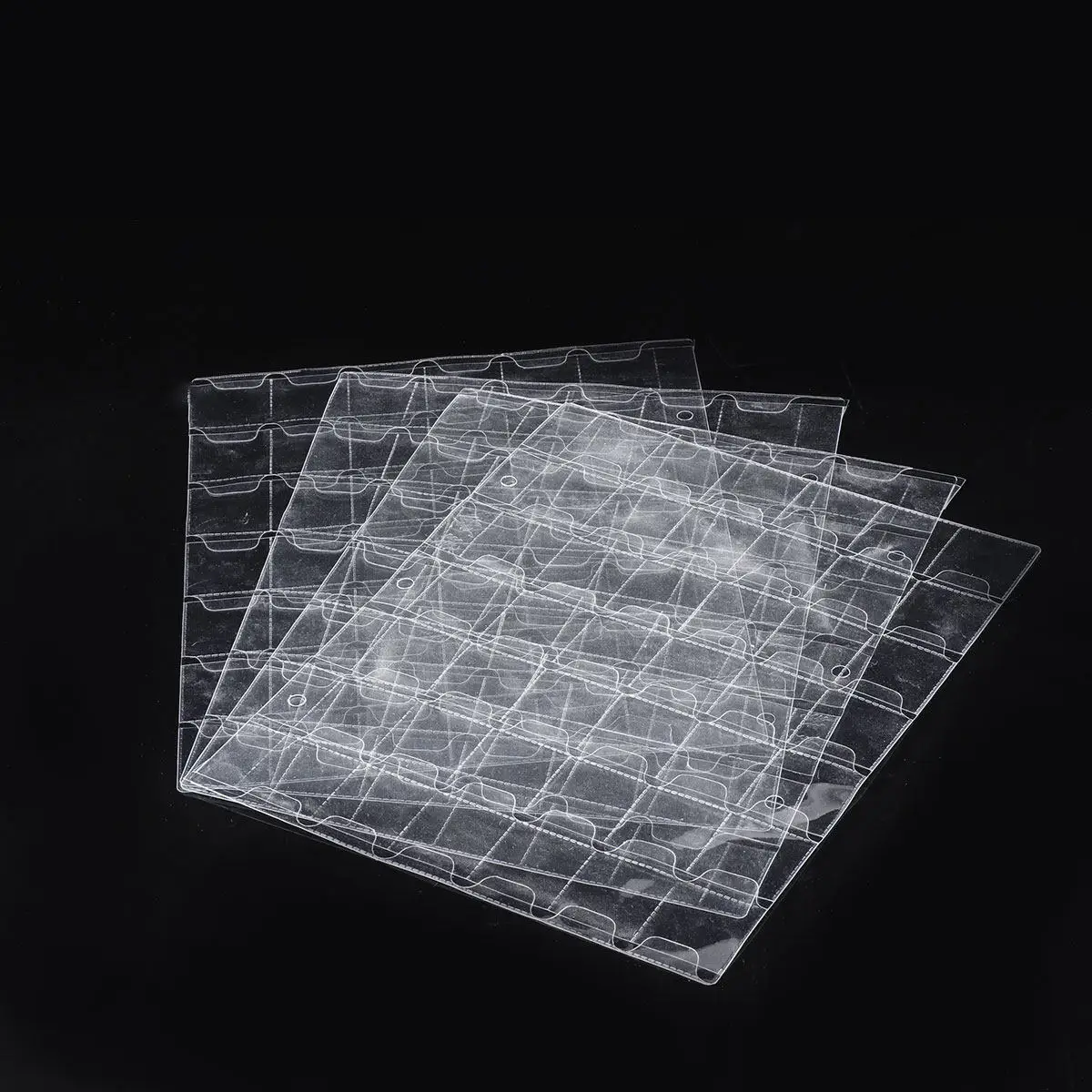 4Pcs High-Quality Transparent Coin Holders PVC Coin Storage Bags 42 Pocket Per Page Perfect for Coins Currency Stamps Collecting