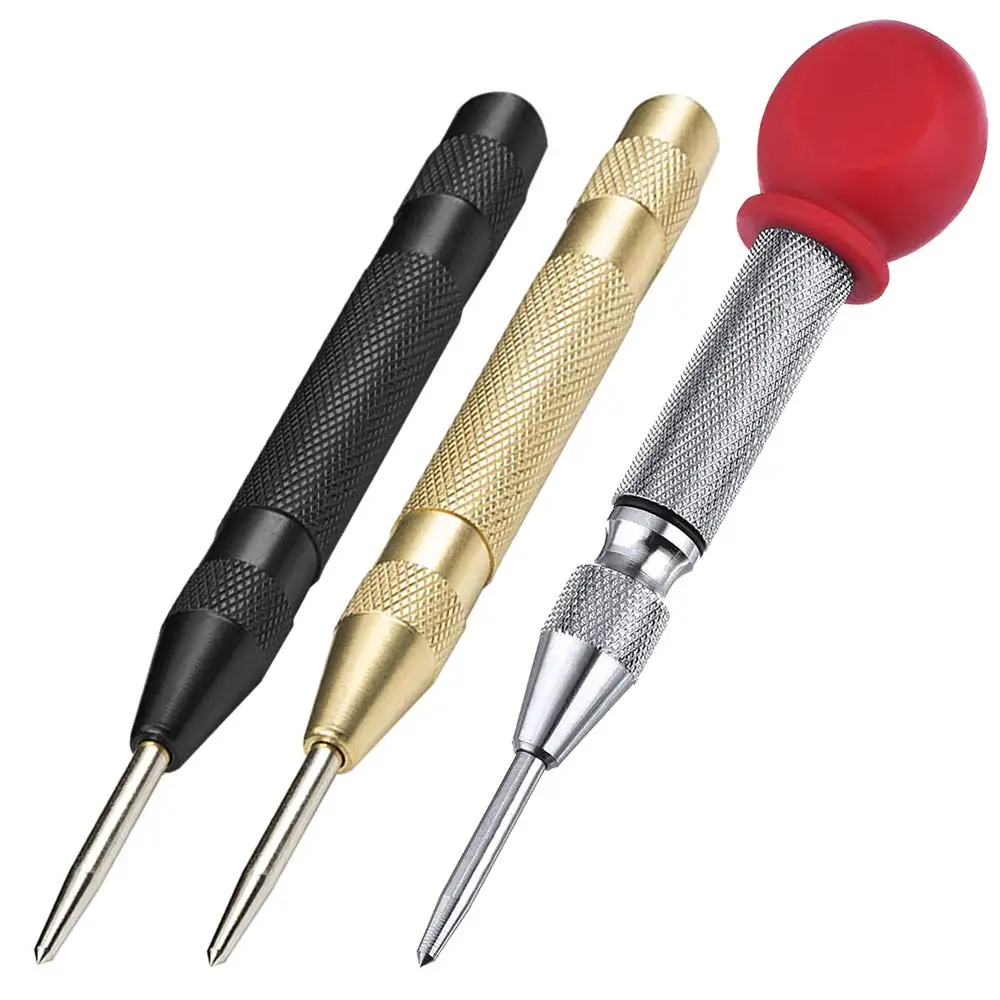 

3Pcs/Set Drill Bits Automatic Center Punching for Metal Wood Glass 5 Inch Brass Spring Loaded Crushing Hand Tool Metal Drills