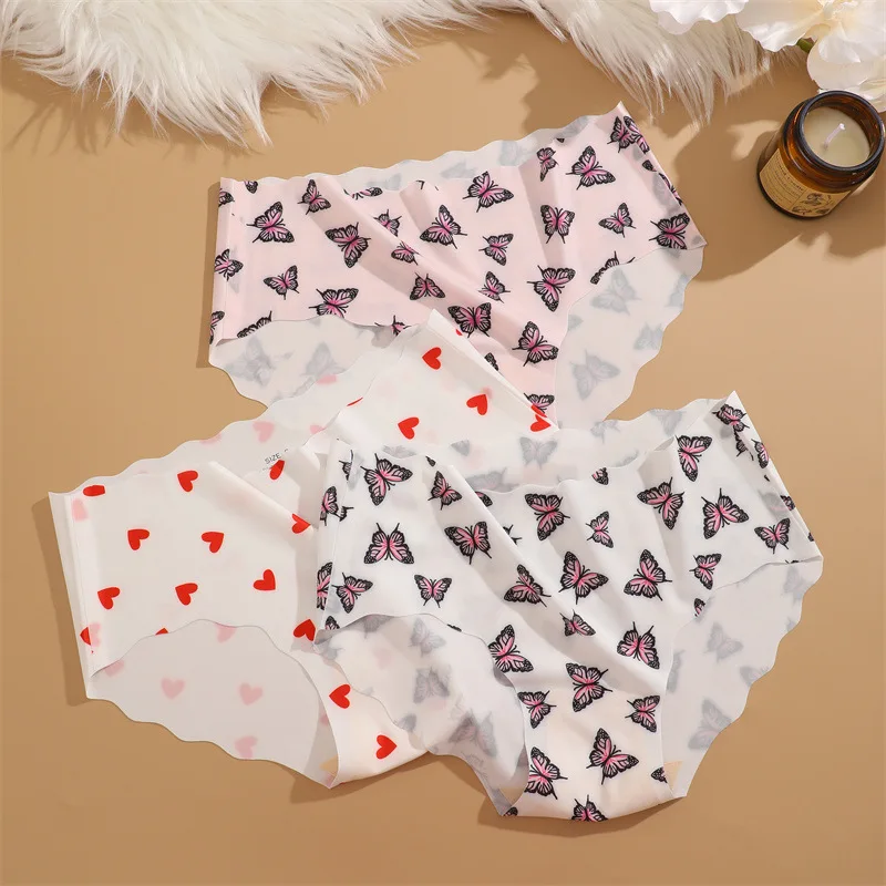 Seamless Print Underwear for Women Sexy Leopard Butterfly Briefs Female Ice Silk Panties Comfortable Lingerie S-XXL image 6
