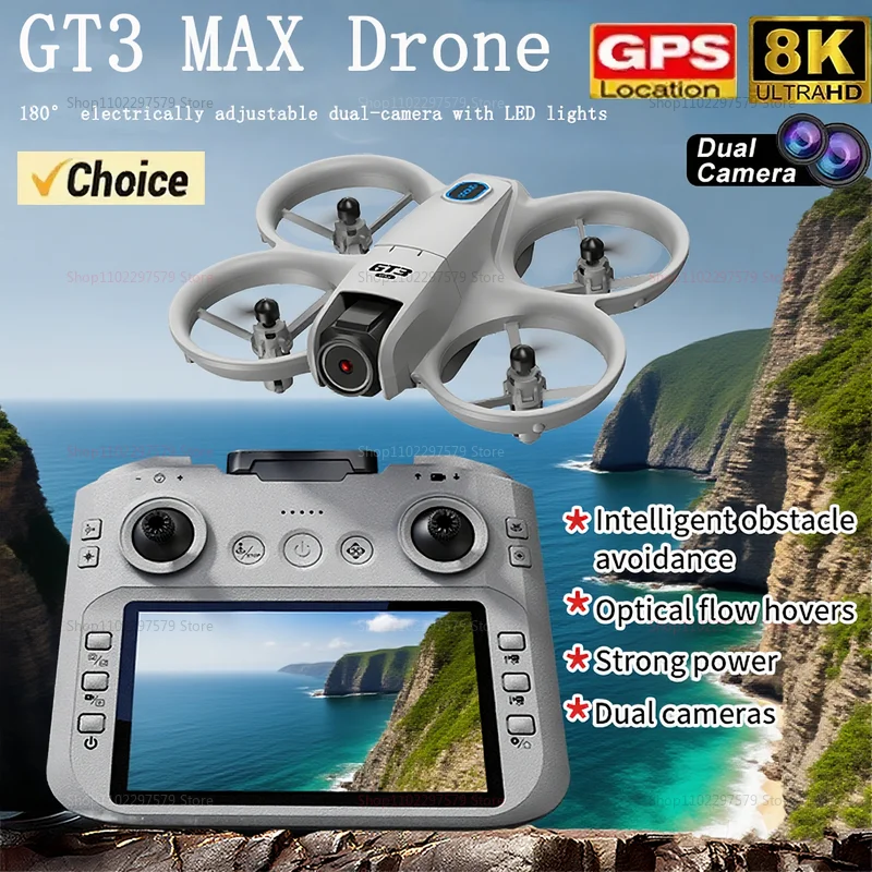 

Мини-дрон GT3 MAX 5G 8K GPS-дрон для аэрофотосъемки HD-камера с оптическим потоком Квадрокоптер с дистанционным управлением и динамическим освещением