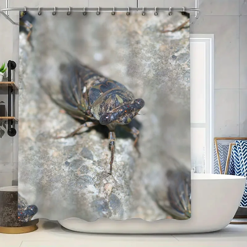 

Занавеска для душа с насекомыми, водонепроницаемый декор для ванной комнаты, большой размер, ткань для душа с принтом насекомых, водонепроницаемая ткань для душа с дождевым цветочным узором C