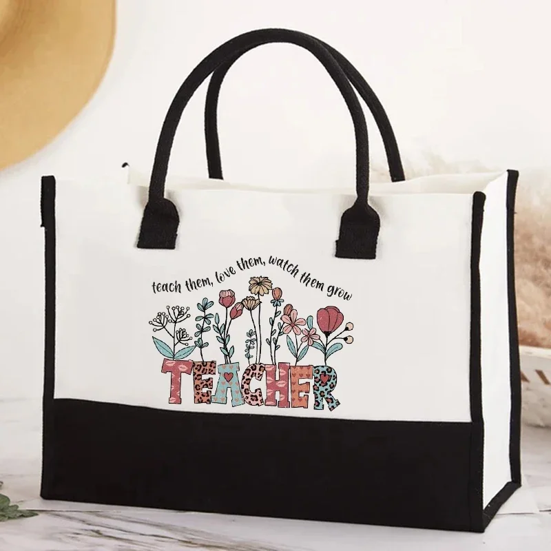 Teacher Tote Bag, Beach Totes Bag, Teacher Thank You Gifts, Fashion Canvas Large Capacity Handbag , Teacher Thank You