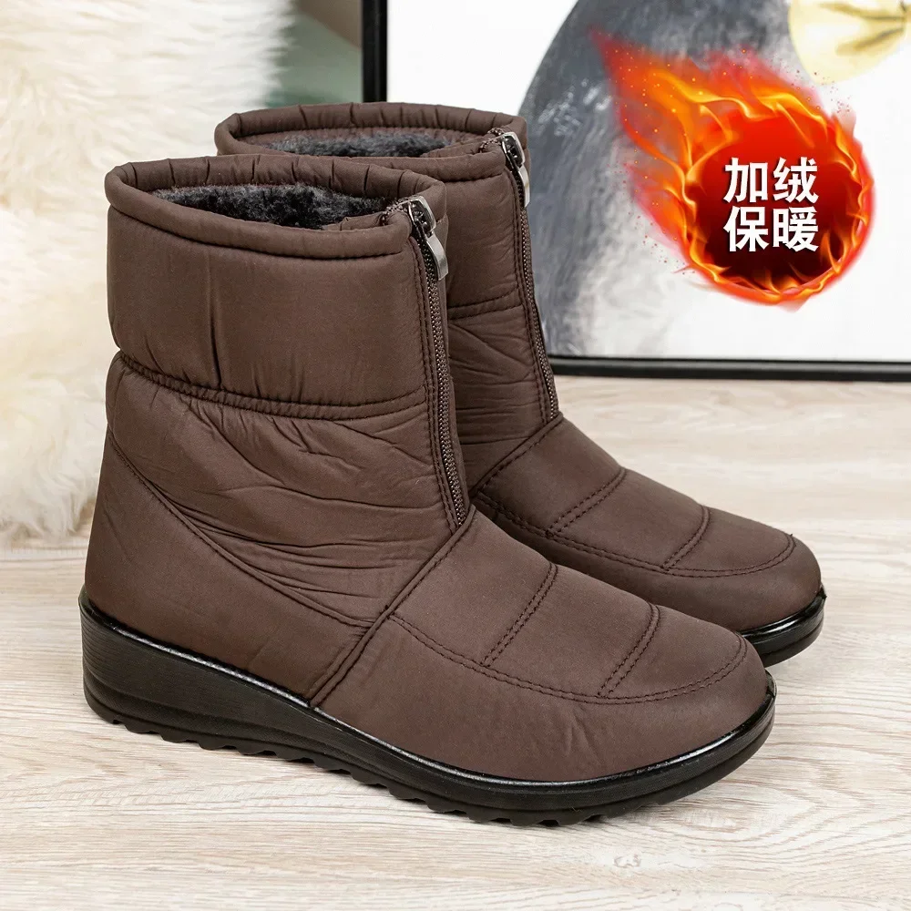 Platform Waterproof Snow Boots Women 2024 Winter Thick Plush Ankle Boots Woman Non Slip Warm Cotton Padded Shoes Ladies