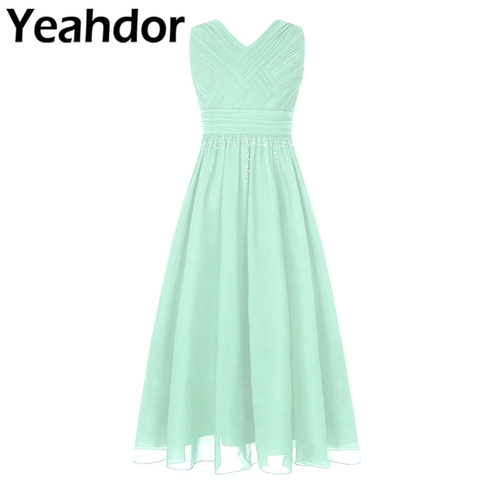 Kids Princess Dress Sleeveless Chiffon Flower Girls Dress Formal Occassion Wedding Birthday Party Prom Dresses Summer Costume