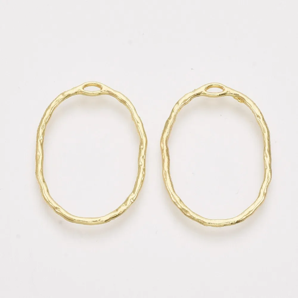 10pcs Alloy Open Back Bezel Pendants For  UV Resin Epoxy Resin Pressed Flower Jewelry Oval Light 30x21.5x1.5mm Hole: 3x1mm