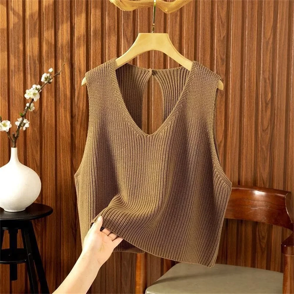 2026 moda coreana gilet corto lavorato a maglia per le donne primavera autunno gilet di cotone allentato casual elegante top gilet maglione vestiti top